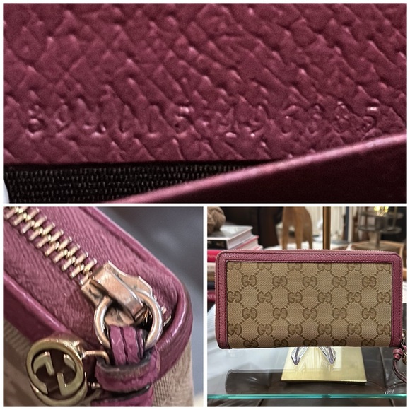 🔥Authentic Gucci GG Canvas Zip Wallet w/Pink Leather Trim, BEAUTIFUL! VGUC🔥 - Picture 4 of 15